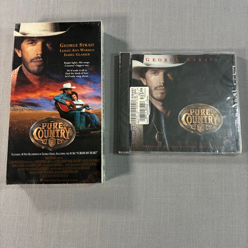 Pure Country VHS & Soundtrack CD Lot George Strait Both Factory Sealed